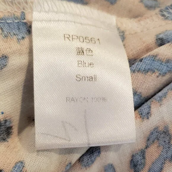 Strapless sun dress with a blue and tan animal print  Size Small - Picture 4 of 8